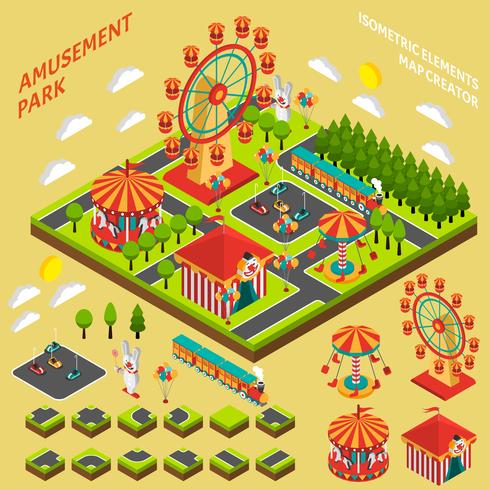 Amusement Park Isometric Map Creator Composition  vector