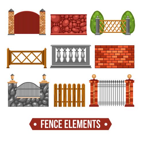 Fence Design Elements Set vector