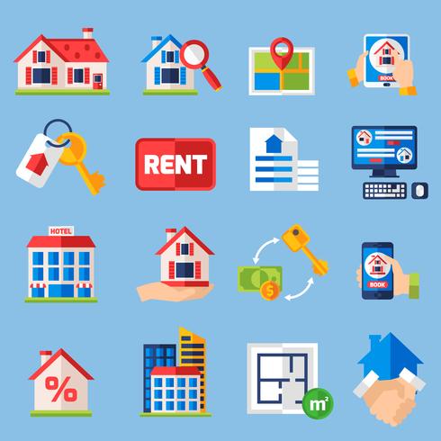 Rent and tenancy icons set vector