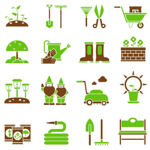 Conjunto de iconos de jardinería vector