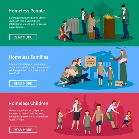 Homeless People Banner Set vector