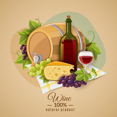 Cartel de vino y queso vector