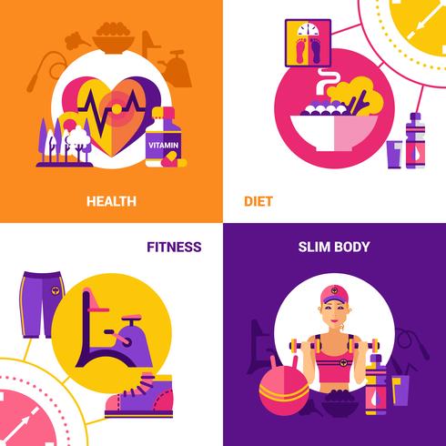 conjunto de concepto de diseño de fitness 2x2 vector