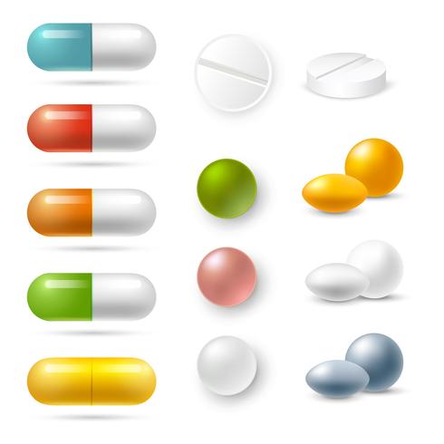  Pills Icons Set vector
