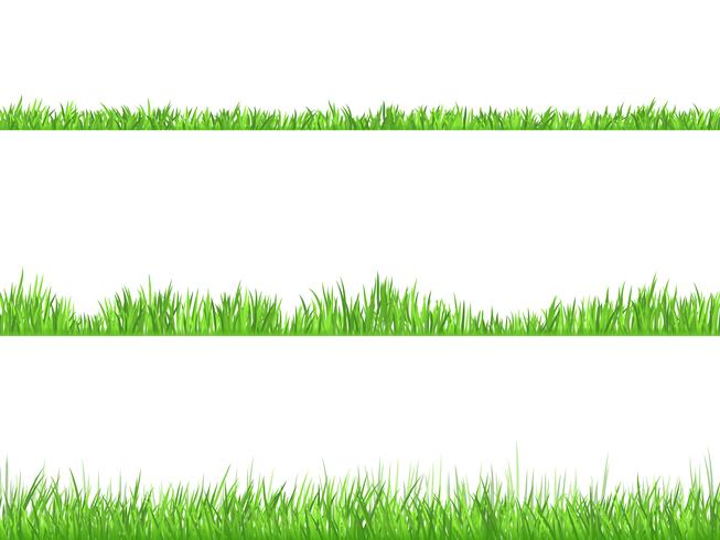 Green Grass Flat Horizontal  Banners Set vector