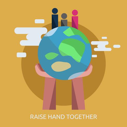 Raise hand together Conceptual illustration Design vector