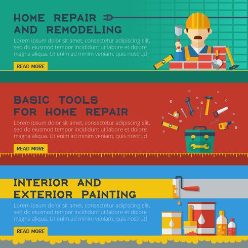 Home Repair Service Flat Banners Ser vector