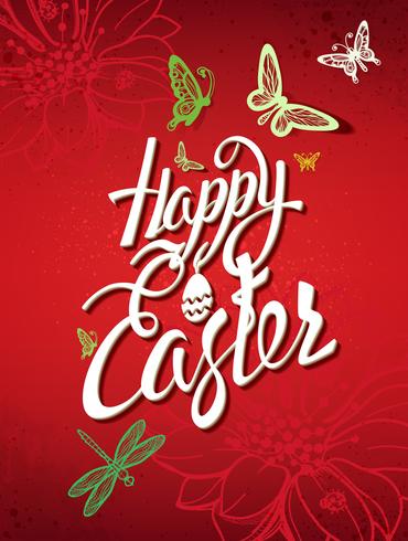 Happy Easter sign, symbol, logo on a red background. vector