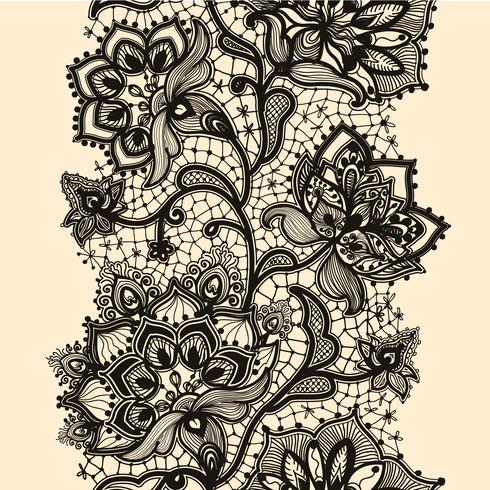 Abstract lace ribbon seamless pattern with elements flowers. Template frame design for card. Lace Doily. vector