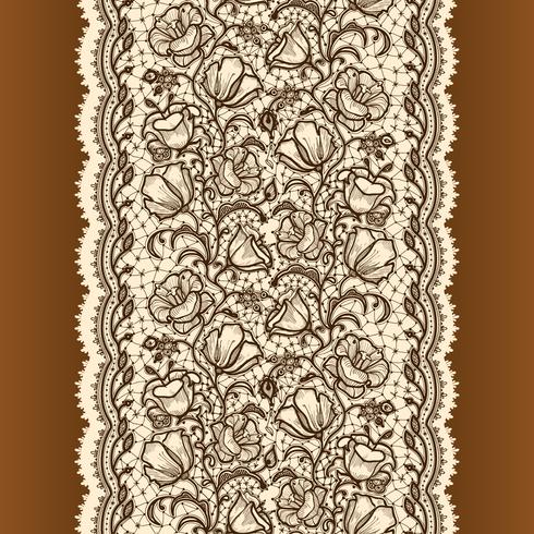 Abstract Lace Ribbon Vertical Seamless Pattern. vector