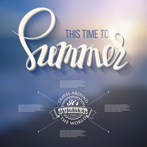 Hola inscripción de cartel de verano en una imagen de fondo marino. vector