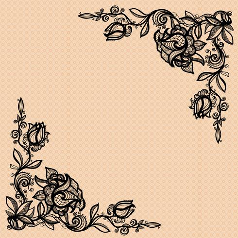 Vector corner form of a rose with leaves for decorating, design, decoration, your design.