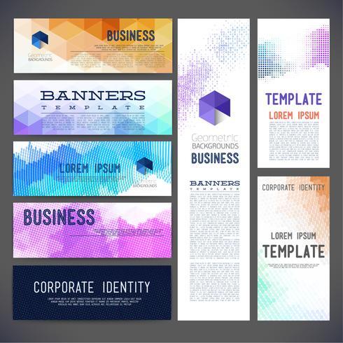 Banners vector template brochure, element, page, leaflet, with colorful geometric triangular, dots