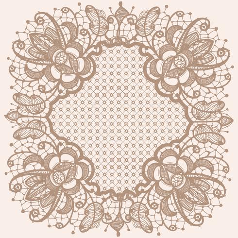 Abstract lace ribbon  pattern with elements flowers. Template frame design for card. Lace Doily. vector