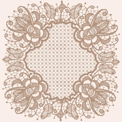 Abstract lace ribbon  pattern with elements flowers. Template frame design for card. Lace Doily. vector