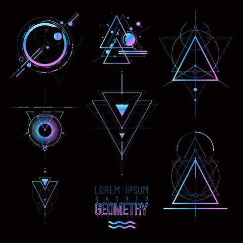 Sacred geometry forms, shapes of lines, logo vector