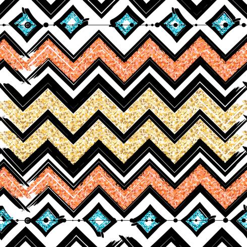 Seamless patterns with blue, black, gold, zigzag lines and points, striped, gift boxes and dots. vector