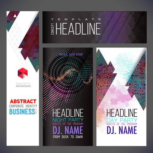 Banners vector template, brochure, element, page, leaflet, with colorful geometric triangular, dots and text composition