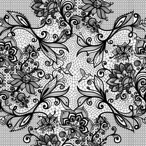 Abstract seamless lace pattern with flowers and butterflies. vector