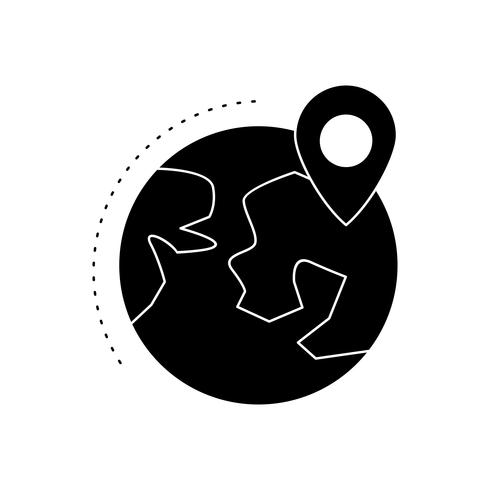 Location on Earth Glyph Black Icon vector