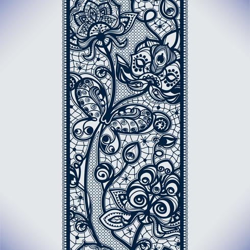 Abstract lace ribbon seamless pattern with elements flowers. Template frame design for card. Lace Doily. vector