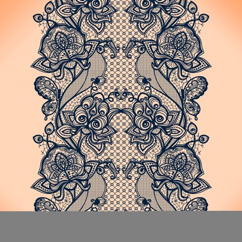 Abstract lace ribbon seamless pattern with elements flowers. Template frame design for card. Lace Doily. vector