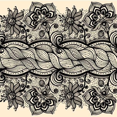 Abstract Lace Ribbon Seamless Pattern. vector