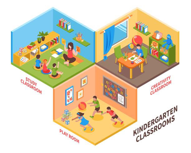 Kindergarten Indoor Isometric Illustration vector