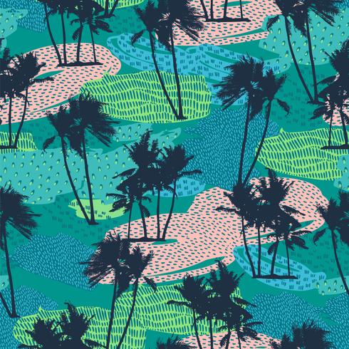 Seamless exotic pattern with tropical plants. Vector background.