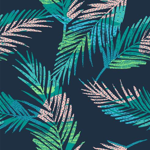 Sin fisuras patrón exótico con plantas tropicales. Vector de fondo