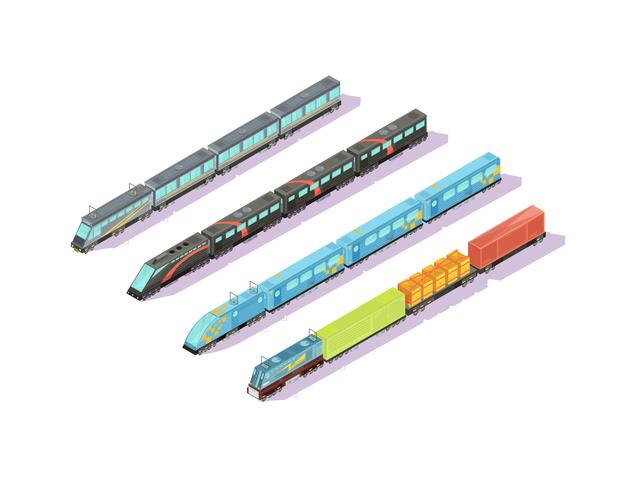 Train Cars In Formation Set vector