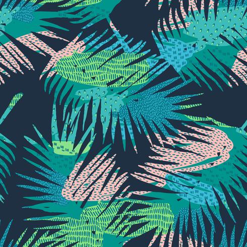 Seamless exotic pattern with tropical plants. Vector background.