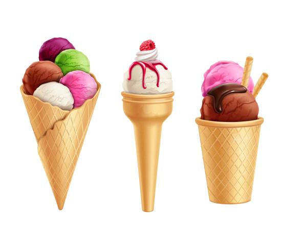 Set de helado realista vector