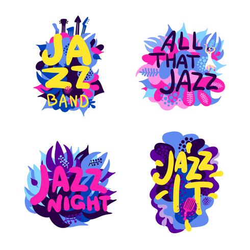 Jazz Theme Composition Set vector