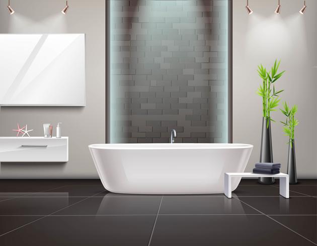 Realistic Bathroom Interior vector