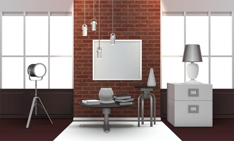 Realistic Loft Interior vector