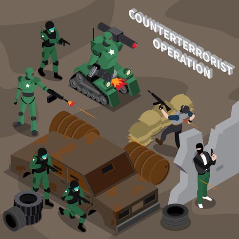 Counterterrorist Operation Isometric Composition vector