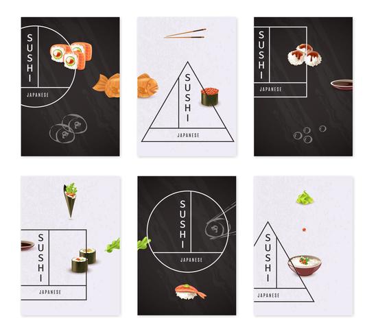 Set de banners de sushi japonés vector