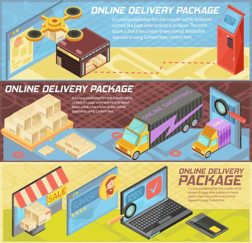 Goods Online Delivery Isometric Banners vector