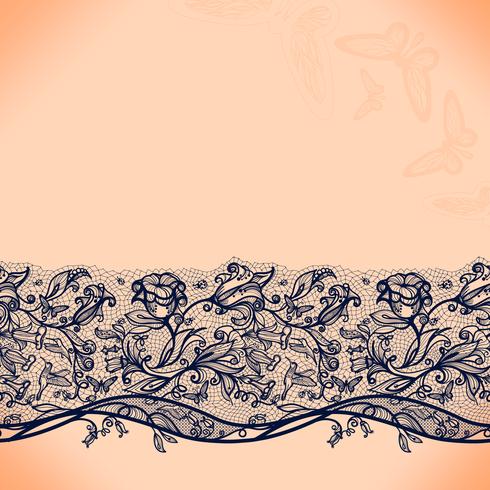 Abstract seamless lace pattern with flowers and butterflies. Infinitely wallpaper, decoration for your design, lingerie and jewelry. vector