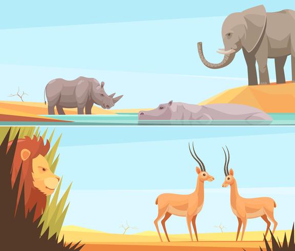 African Wild Banners Set vector