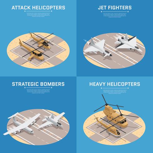 Conjunto de iconos isométricos de la fuerza aérea vector