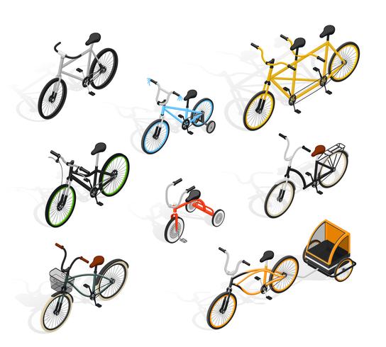 Push Cycles Isometric Set vector