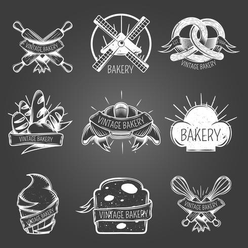 Bakery Monochrome Labels Vintage Style vector