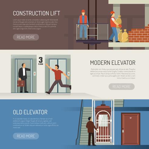 Elevator Horizontal Banners Set vector