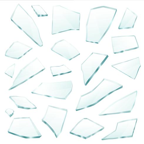 Broken Glass Fragments Shards Realistic Set  vector