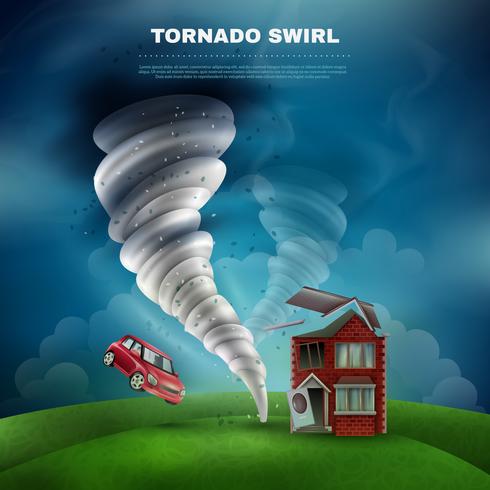 Ilustración del desastre natural del tornado vector