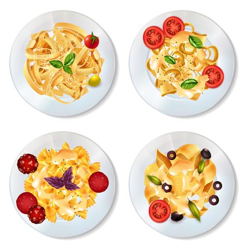 Pasta Dishes Set vector