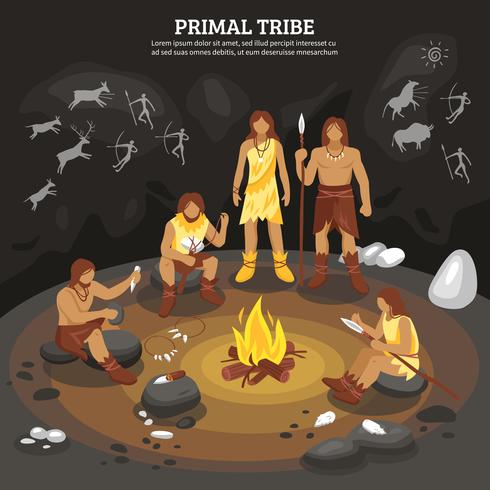 Ilustración de la gente de la tribu primaria vector