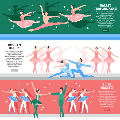 Conjunto de Banners Planos de Ballet vector